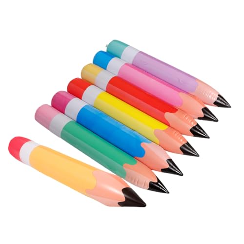 EXAOMBLE 7 Stück Teiliges Aufblasbare Bleistifte PVC Dekorative Bleistift Requisiten für Schulanfang Klassenzimmer Dekoration Party Accessoires in Verschiedenen Farben Orange Gelb Blau Grün von EXAOMBLE