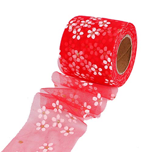 EXAOMBLE DIY Bänder für Kopfschmuck Handgemachte Netzband mit Kleinen Pflaumenblüten Yards Rot zum Dekorieren von Kleidung und Accessoires EXAOMBLE DIY Bänder für Kopfschmuck Handgemachte Netzband mit Kleinen Pflaumenblüten Yards Rot zum Dekorieren von Kleidung und Accessoires von EXAOMBLE