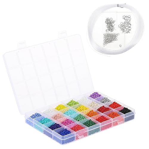 EXAOMBLE DIY Glasperlen Box mit Runde Bunte Glasperlen für Schmuckzubehör Bastelbedarf für Armbänder und Schnur und Zubehör EXAOMBLE DIY Glasperlen Box mit Runde Bunte Glasperlen für Schmuckzubehör Bastelbedarf für Armbänder und Schnur und Zubehör von EXAOMBLE