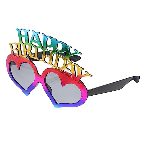 EXAOMBLE Geburtstagsbrille Happy Birthday Brille Sommerparty Brille Liebesherz Brille Herz Sonnenbrille Neuartige Geburtstagssonnenbrille Babygeburtstagsdekoration Geburtstagsfeier Bunt PC von EXAOMBLE
