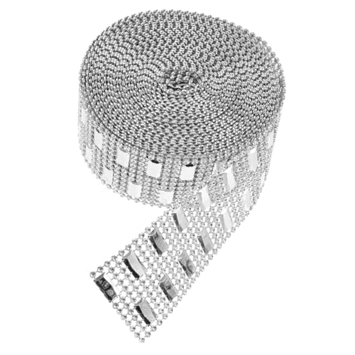 EXAOMBLE Glänzendes Strassband Rolle Silber Doppelreihig DIY Kristall Dekorationsband für Hochzeit Geschenk Auto Schmuck Verzierung von EXAOMBLE