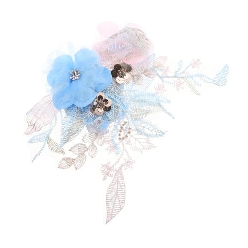 EXAOMBLE Großer Blumenstoff Patch Bestickte Applikation für Kleidung Hochzeitskleid und DIY Projekte zum Reparieren und Dekorieren von Textilien von EXAOMBLE