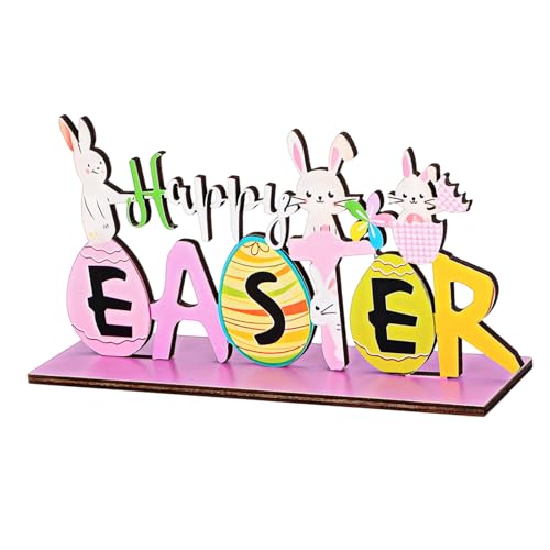 EXAOMBLE Osterdekorationen frühlingsdeko Ostertischdekoration Osterholzschild -Tischdekoration aus Holz Osterhasen-Ei-Mittelstück Ostern Tischdekoration Zeichen von EXAOMBLE