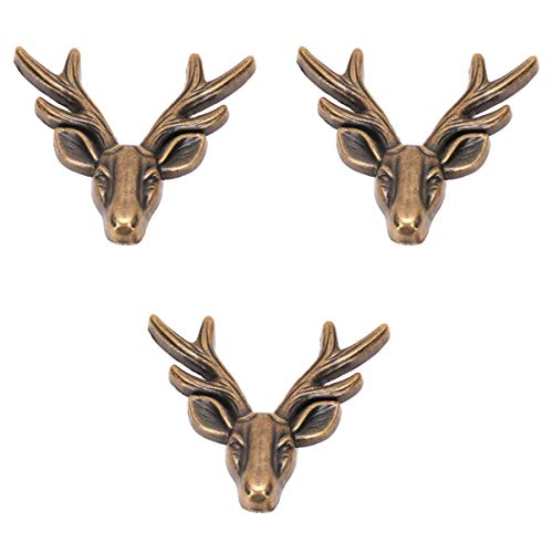 10 Stück Hirschkopf Druckknöpfe Metall Druckknöpfe zum Annähen Knopf Antik Beschläge Verschluss Knopf mit Basis für Lederhandwerk DIY Jacke (Bronze) von EXCEART