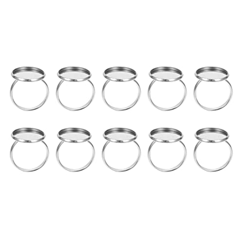 10 Stücke Ring Rohlinge Ringschiene Ringrohling Verstellbar Ring Klebeplatte Ring Tablett Lünette für DIY Fingerringe Basteln Schmuck Herstellung 16mm Ring Basteln 16mm von EXCEART