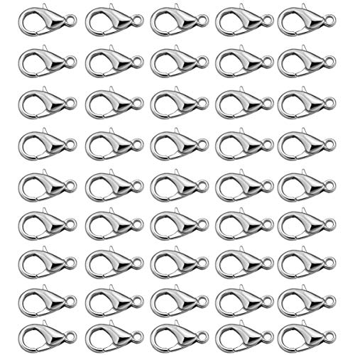 100 Stück Hummerverschlüsse Haken für Schmuckverschlüsse Klauenverschlüsse aus Zinklegierung für Die Schmuckherstellung DIY-Verschlüsse für Halsketten (Silber) 7 * 12 Mm / 0 28 X von EXCEART