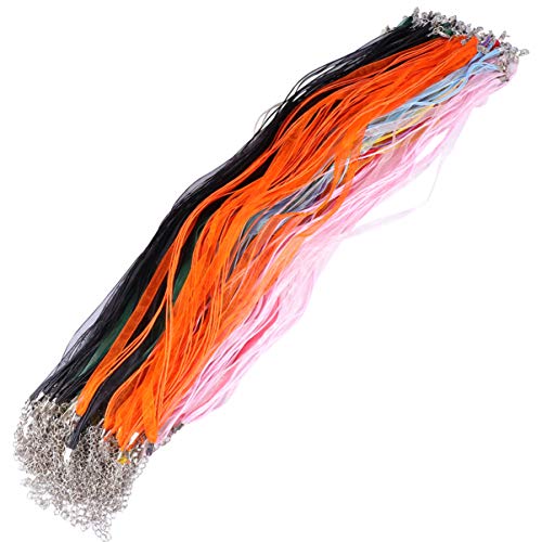 100 Stücke Organza-Bänder Organza-Schnüre Organza Kette mit Karabinerverschluss Organzaband für Halskette Halsband Armband Basteln Schmuckherstellung 46cm (Misch Farbe) von EXCEART