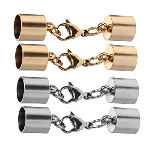 4 Stücke Karabinerverschluss Schmuck Schnur Endkappen Edelstahl - Verschluss für Schmuckherstellung Halsketten Ketten Lederband Armband DIY Gold Silber 4 Stücke Karabinerverschluss Schmuck Schnur Endkappen Edelstahl - Verschluss für Schmuckherstellung Halsketten Ketten Lederband Armband DIY Gold Silber von EXCEART