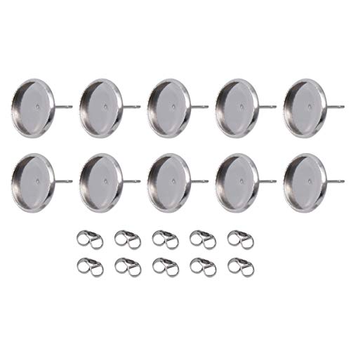 40PCS Ohrstecker Rohlinge 40PCS Ohrring Rücken Stopper Ohrschmuck Cabochon 12mm Edelstahl Ohrstecker Basteln Schmuckzubehör Schmuckherstellung Material Zubehör von EXCEART