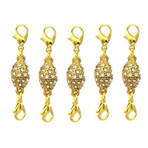 5 Stücke Magnetische Verschlüsse Strass Magnetverschluss Schmuckherstellung Magnet Verschluss Kettenverschluss für Ketten Halskette Armband 8mm (Golden) von EXCEART