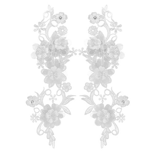 EXCEART 1 Paar florales Spitzenband Schleife Rosenspitze Blumenapplikation Handdekor Hochzeitsband Spitzenband selber machen wasserlösliches schmücken Abziehbilder Applikationen Weiß von EXCEART