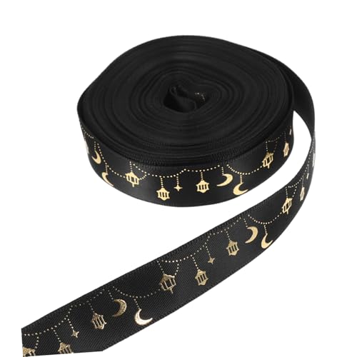 EXCEART 1 Rolle Bogenband Kranzband Blumenband Geschenkband Zum Geburtstag Party-verschönerungsband Band Zum Thema Festival Eid Mubarak Decor -bänder Ramadan Partyband Polyester Black von EXCEART