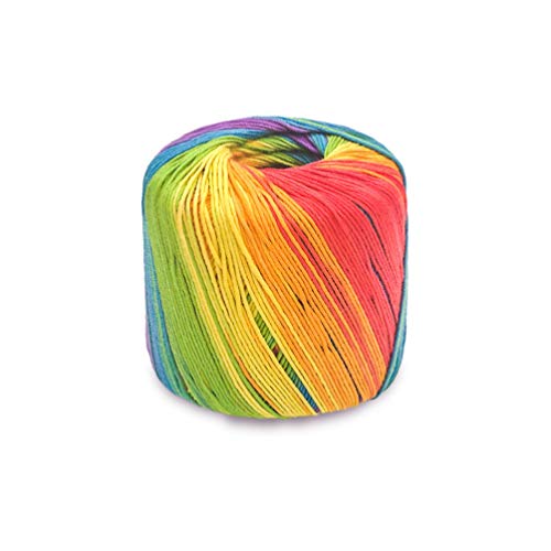 EXCEART 1 Rolle Farbverlauf Baumwollgarn Stränge Farbsegment Gefärbt Baumwollgarn DIY Handgehäkeltes Stricken für Pullover Schal Schal (Regenbogen) von EXCEART