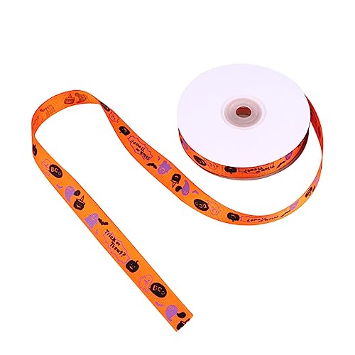 EXCEART 1 Rolle Halloween-geschenkband Dekorationen Schleife Geist Glitzerband Wickeln Halloween-kranzbänder Hey Beängstigend Halloween-kabelband Kreativ Gold Braunes Band Orange Polyester von EXCEART