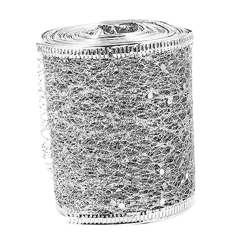 EXCEART Hohles Glitzernetzband 6 M/rolle Silbernes Band Zum Verpacken Von Weihnachtsbasteln von EXCEART