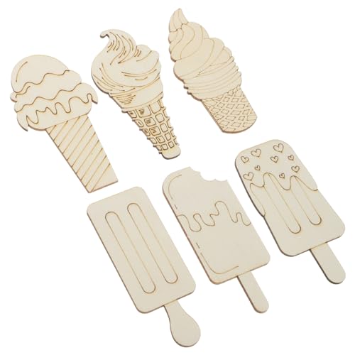 EXCEART 1 Satz Eischips Eisdekorationen Holzscheibendekoration Holzplatten Für Partydekoration Holzplatten Für Dekoration Eiscreme Eiswannen Holz Ausschnitte Leere Holzspäne 30 Stück von EXCEART