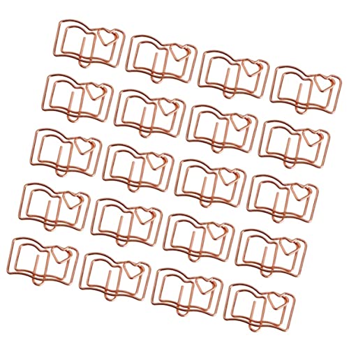 EXCEART 1 Satz Geformte Büroklammer Memo-clip Lesezeichen Schicke Büroklammern Süße Notizclips Süße Büroklammern Buchförmige Fotoclips Bürobedarf Golden Rostfreier Stahl 20 Stück von EXCEART