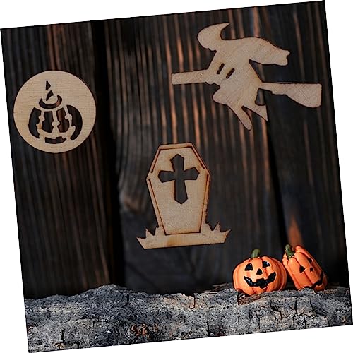 EXCEART 1 Satz Halloween Hohle Graffiti Holzspäne Halloween -dekorationen Schüttgut Für Basteln Halloween Halloween Basteln Halloween-holz-graffiti-handwerk Hölzern 100 Stück von EXCEART