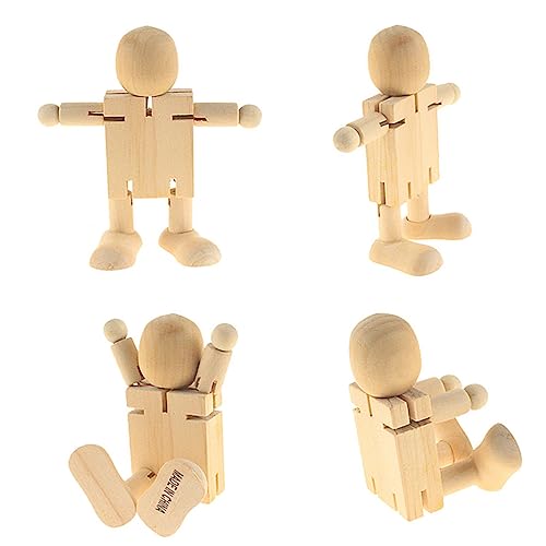 EXCEART 1 Satz Roboter-ornament Aus Holz Für Kinderspielzeug Toys for Kid Toys Malten Handwerk Roboter Mit Beweglichen Gelenken Aus Holz Hölzern Beige 2 Stück von EXCEART