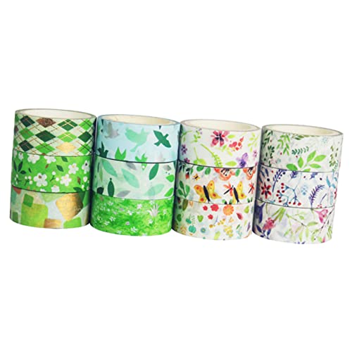 EXCEART 1 Satz Washi-tape Stielschneider Junk-journal-zubehör Süßes Band Scrapbooking Zubehör The Washi Tape Vintage Washi Tapes Klebebänder Für Sammelalben Aufkleber Green 12rollen von EXCEART