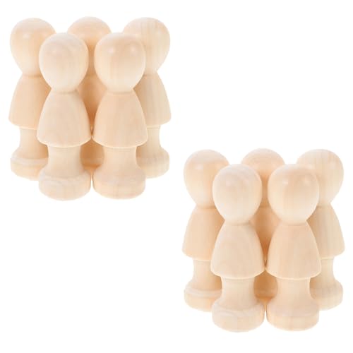 EXCEART 10 Stück Holzfiguren zum Bemalen Basteln Kinder Holzkegel Figurenkegel Holzpuppen Figuren Weihnachtsfiguren Tortenfiguren DIY Ostern Holzdeko Tischdeko Dekofigur Weihnachten Geschenke von EXCEART