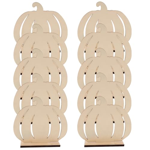 EXCEART 10 Stück Holzkürbis-bastelarbeiten zum Bemalen, Unfertige Holzscheiben, Halloween-mittelstücke für Tische, Erntedank-kürbis-dekoration, Herbsternte-dekor von EXCEART