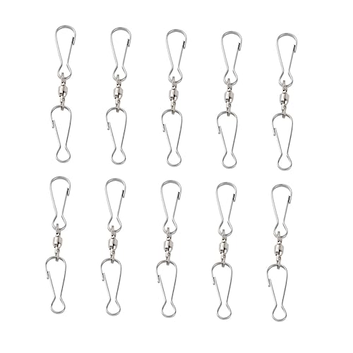 EXCEART 10 Stück Kleiderhaken Ösen-Nähverschluss Nähhaken Dual-Clip-Haken Drehhaken Edelstahl-Haken Windspiel-Haken von EXCEART