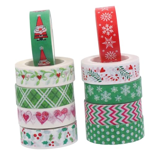 EXCEART 10 Stück Weihnachtsband lichtband weihnachtsbasteln weihnachskarte Weihnachtsfensterdekorationen bunt weihnachtsdeko dekoratives Washi-Klebeband Aufkleber für Geschenkverpackungen von EXCEART
