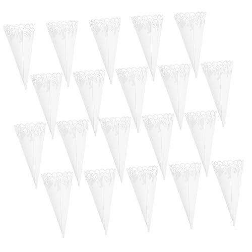 EXCEART 100 Stk Papierbrunnen Doppelseitiges Klebeband Konfetti Blütenblatt Kegel Blütenkegel Konfetti-kegel Konfetti-papierkegel Süßigkeitenschachteln Weiß Hochzeit Blumenpapier von EXCEART