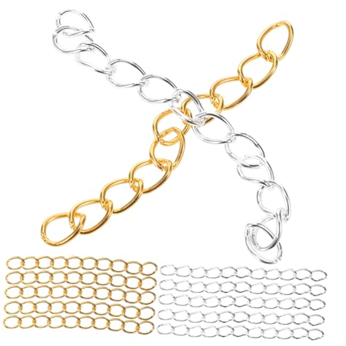EXCEART 100 Stück Heckketten-Einstellkette gesteckt verlängerungskette kopfschmuck Schmuckanhänger Halsketten Armbänder Ketten für die Schmuckherstellung Verlängerungen für Schmuck Metall von EXCEART
