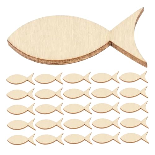 EXCEART 100 Stück Holzdeko Blätter Basteln Holzausschnitte Zum Holzbastelbedarf Tier Holzbasteln Fisch Holzausschnitte Holzausschnitte Holztiere Zum Bemalen Beige von EXCEART