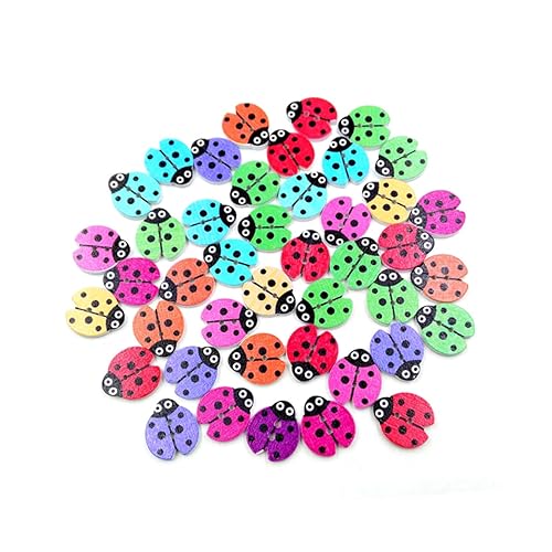EXCEART 100stücke Holzknöpfe Im Cartoon-ladybug-design Knöpfe Für Diy Basteln Und Scrapbooking Gemischte Farben Für Kreative Projekte von EXCEART