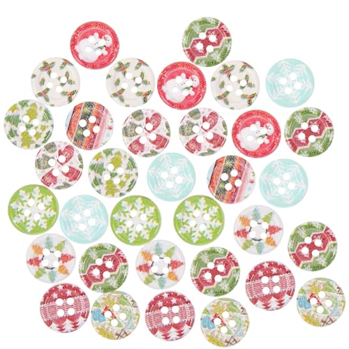 EXCEART 100 Stück Weihnachts-Holzknöpfe Schneeflocken Runde Form Kleine Knöpfe Weihnachts-Nähknöpfe Mit 2 Löchern Für DIY Weihnachten Nähen Basteln Scrapbooking Dekoration von EXCEART