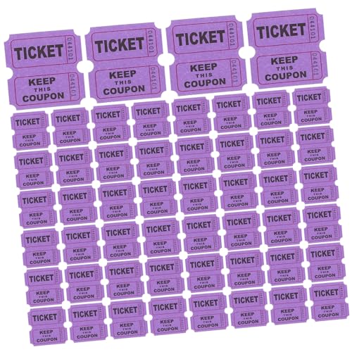 EXCEART 100St Lotterie-Ziehungsscheine farbige Rolle mit Tickets Raffle Tickets Lose Papieranhänger Partykarten Karten für Konzert Hochzeit Eintrittskarten Zubehör Etikett Violett von EXCEART