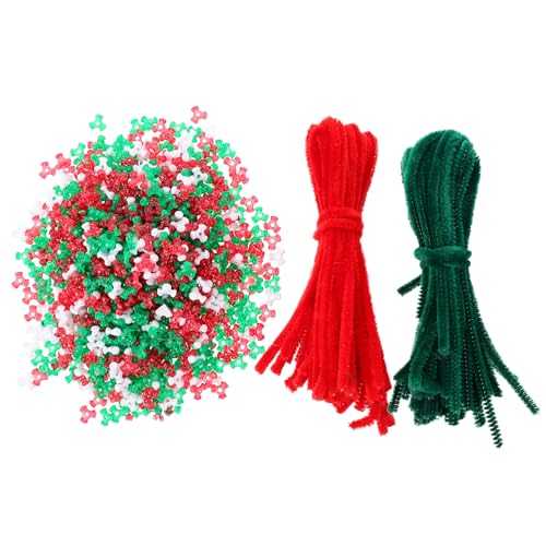 EXCEART 1060 dreieckige Knochenperlen, Weihnachtsreiniger, Kinder-Ornamente, dreieckige Perlen zum Basteln, Geschenke, Dekorationen, Zuckerstangen, Schmuck, Pony-Perlen, klassische Kunststoff-Linie, von EXCEART