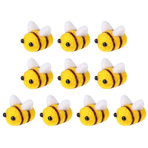 EXCEART 10Pcs Wollfilz Biene Handwerk Kugeln Bee Wolle Filz Mini Handwerk Kugeln Bee Wolle Filz DIY Bee Handwerk Ornamente für Baby Dusche DIY Handwerk Kleidung Hut Kostüm von EXCEART