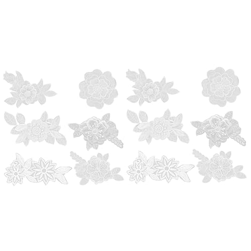 EXCEART 12 Stk Spitzenpatch florale Aufnäher Hochzeitsdekoration Blumendekor Jeans floraler Aufnäher Patch zum Nähen von Spitzen Kleidung die Blumen Blütenblätter Applikationen Stoff Weiß von EXCEART