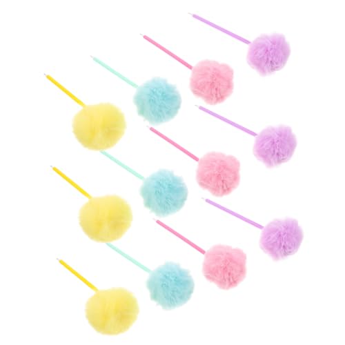 EXCEART 12 Stück Bunte Pom Pom Kugelschreiber Flauschige Plüschkugeln Kreative Schreibstifte Schüler Büro Party Zubehör Spaßige Geschenkidee von EXCEART