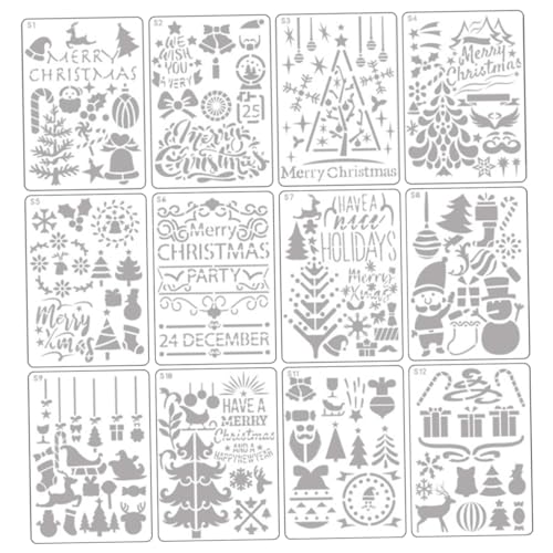 EXCEART 12 Stück Weihnachtsvorlage weihnachts schablonen weihnachtsschablone Malschablonen Schablonen Vorlage Malvorlagen Weihnachts-DIY-Schablonen Plastikvorlage Haustier Kunststoff Weiß von EXCEART
