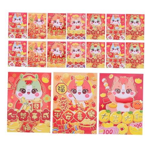 EXCEART 120 Stück Jahr Des Pferdes Rote Umschläge Stabile Papierqualität Niedliche Cartoon Pferd Designs Glücksumschläge für Chinesisches Neujahrsfest Vielseitig für Geldgeschenke Hochzeit von EXCEART