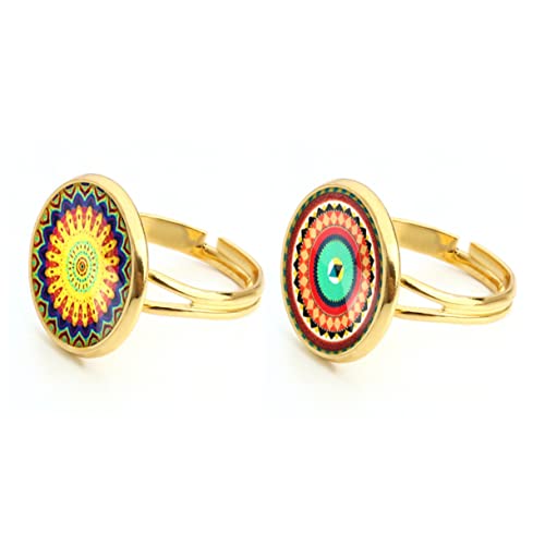 EXCEART 12Stücke Teiliges Cabochons im Nationalstil Flachrückige DIY Schmuckzubehör für Ringe Armbänder und Zufällige Muster von EXCEART