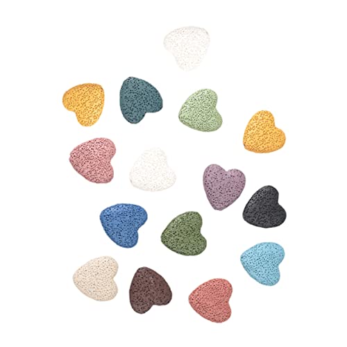 EXCEART 15 Stücke Herz Anhänger Groß Perlen Halskette Herz Perlen Bunte Felsen Stein Perlen Herz Lavastein Charms Verstreute Perlen Charme Anhänger DIY Charme Anhänger Set Anhänger von EXCEART