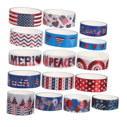 EXCEART 16 Rollen Unabhängigkeitstag Band Tape- Washi-tape Für Scrapbooking Klebebanddekor Wickelband Dekoratives Klebeband Urlaubsband Band Zum Thema „4. Juli“. Japanisches Papier EXCEART 16 Rollen Unabhängigkeitstag Band Tape- Washi-tape Für Scrapbooking Klebebanddekor Wickelband Dekoratives Klebeband Urlaubsband Band Zum Thema „4. Juli“. Japanisches Papier von EXCEART