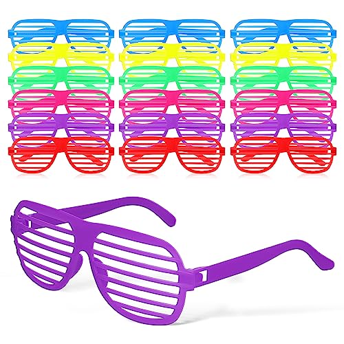 EXCEART 18 Stück Neonfarbene Shutter-Sonnenbrillen Kunststoff-Party-Sonnenbrillen Kostüm-Brillen 80Er-Jahre-Party-Sonnenbrillen Mit Schlitzen von EXCEART