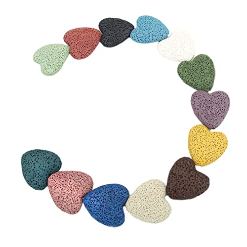 EXCEART 19stücke Bunte Lava-perlen Kreative Herz-form Stein-perlen Schmuck-anhänger Für Armbänder Halsketten Ohrringe Diy-zubehör Gemischte Farben von EXCEART
