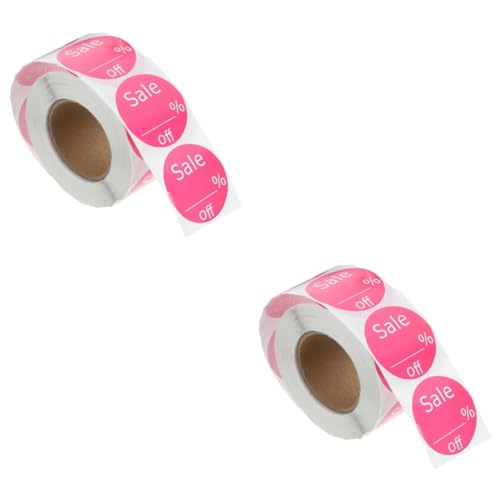 EXCEART 2 Rollen Etikettenaufkleber Farbig Runden Geschäft Groß Kreis Klein Klebrig Schmucklos Weiß Preisaufkleber Für Den Supermarktverkauf Verkaufspreis Aufkleber Preisschild Rosy Papier von EXCEART