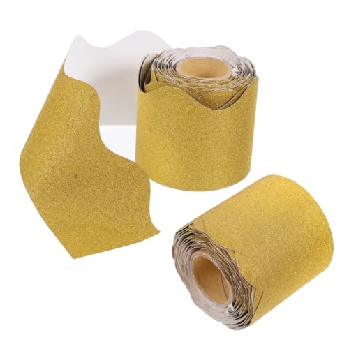 EXCEART 2 Rollen Tafel-Rand-Aufkleber Pinnwand-Grenzen Bordürenaufkleber Glitzerbordüren Goldener Pinnwandrand Klassenzimmergrenzen abnehmbarer Pinnwandrand Festivalbedarf Papier Yellow EXCEART 2 Rollen Tafel-Rand-Aufkleber Pinnwand-Grenzen Bordürenaufkleber Glitzerbordüren Goldener Pinnwandrand Klassenzimmergrenzen abnehmbarer Pinnwandrand Festivalbedarf Papier Yellow von EXCEART