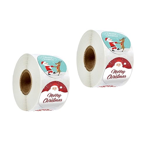 EXCEART 2 Rollen Weihnachtsaufkleber Wickeln Weihnachten Mini Urlaubsaufkleber Julfest Aufkleber Für Weihnachtssiegeletiketten Aufkleber-etiketten Klebetiketten Stichworte Papier von EXCEART