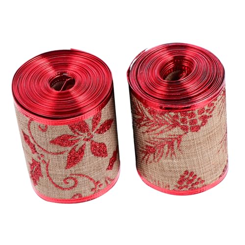 EXCEART 2 Rollen Weihnachtsband weißes Band mit Bänder zum Basteln Schleife für ribbon bandfeile weihnachtsdeko weihnachtsdeko weihnachtssdeko hochzeitsdeco DIY Bastelband dekoratives Band von EXCEART