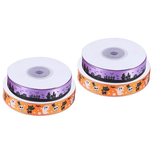 EXCEART 2 Sätze Halloween-dekorationsband Basteln Party Schleife Dekorationen Stoff Fallen Halloween-ripsband Für Halloween-kabelband Handwerksband Polyester Orange 2 Stück * 2 von EXCEART